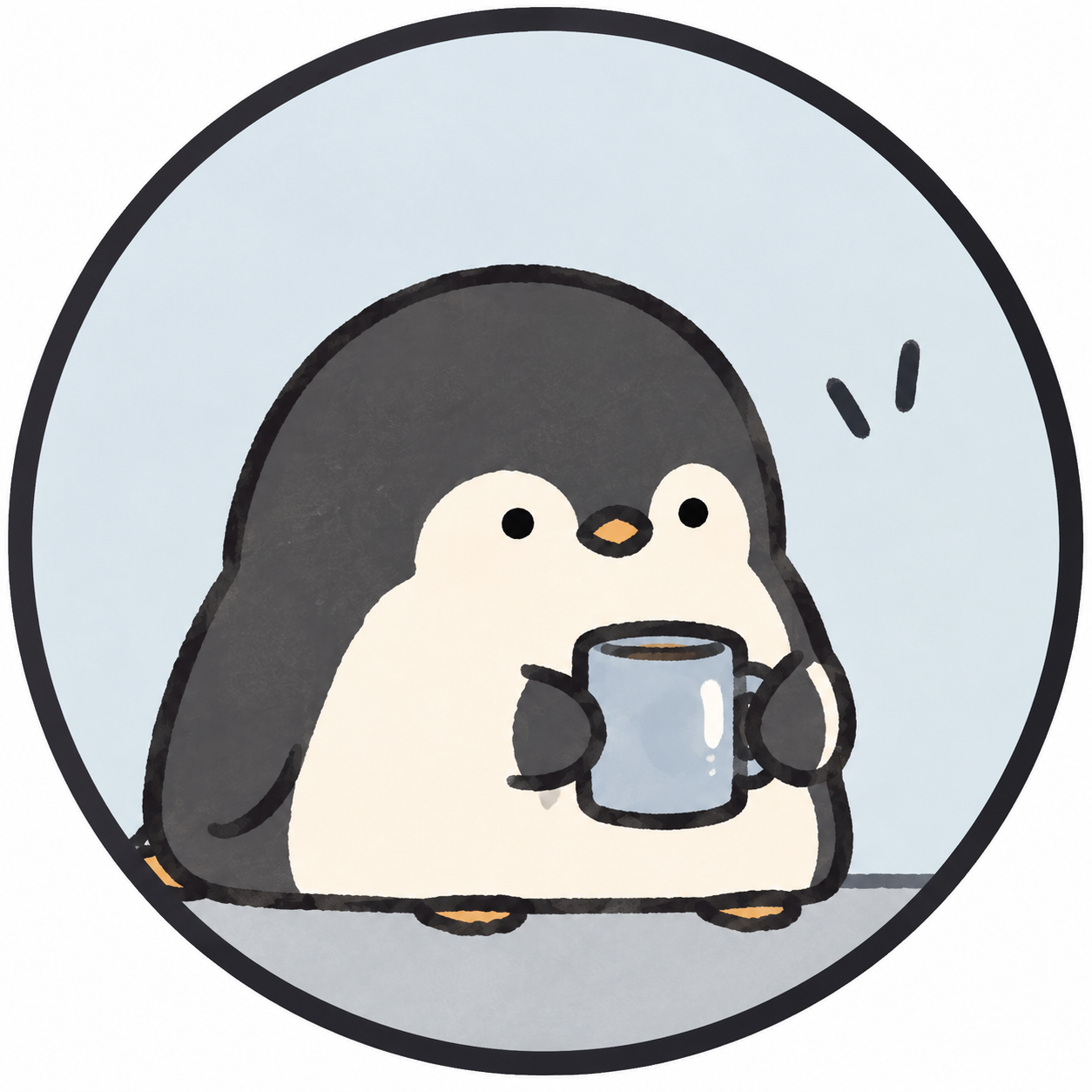 Munch Lines penguin holding a mug